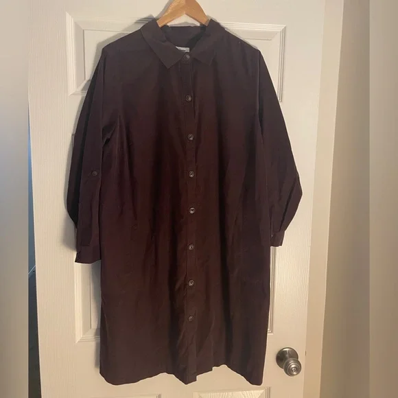 Dark Brown Corduroy Button Down Shirt - Picture 1 of 4